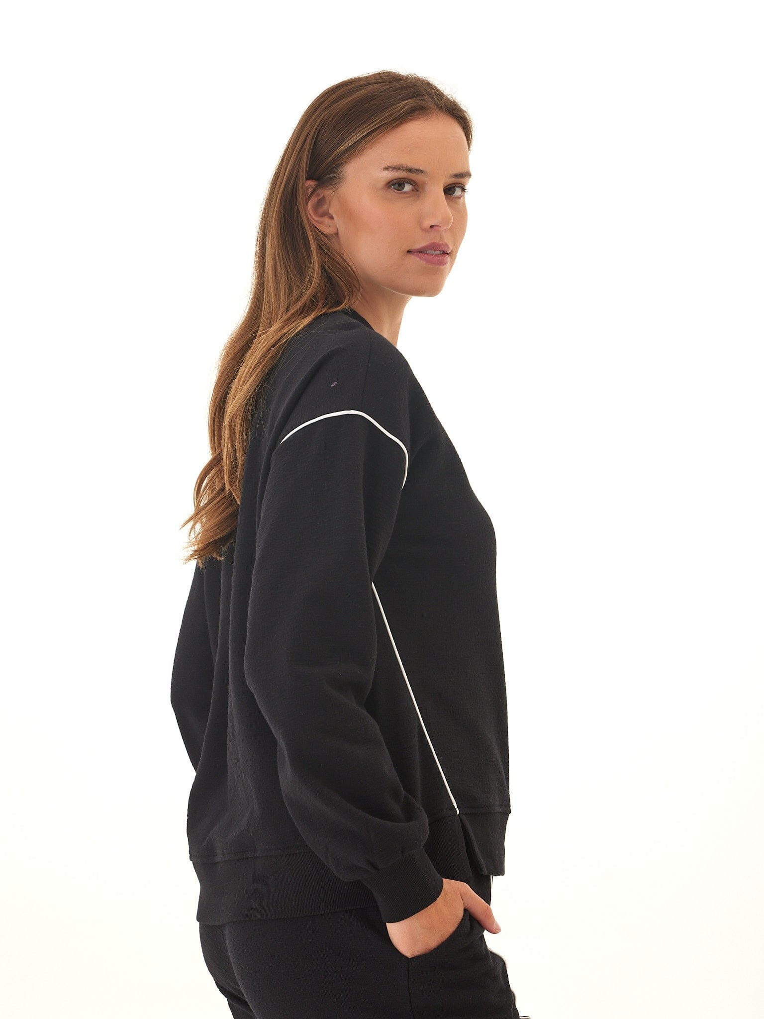 Kiesha Slub Terry Piping Detail Pullover