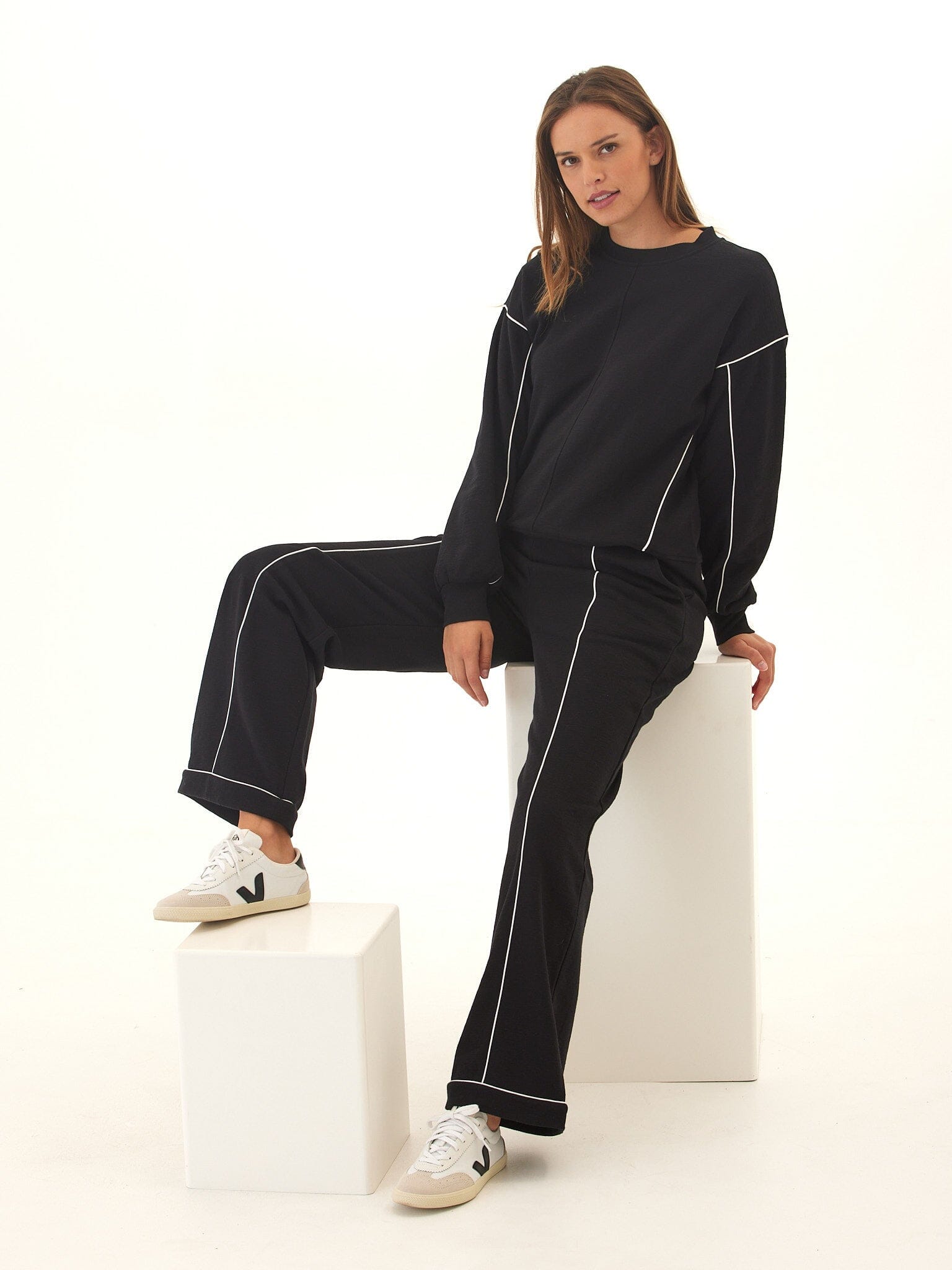 Kiesha Slub Terry Piping Detail Pullover