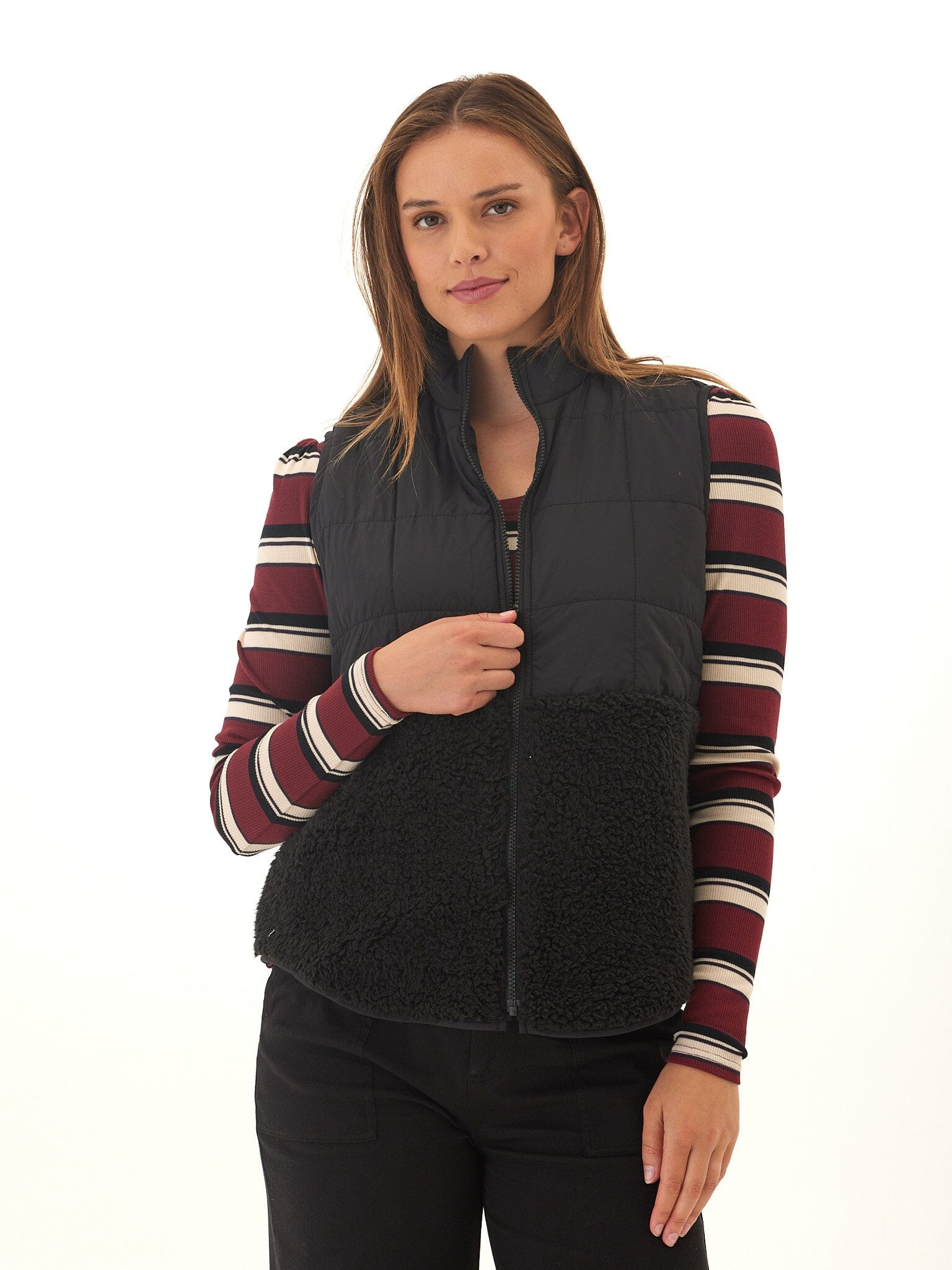 Janey Puffer Sherpa Mix Vest
