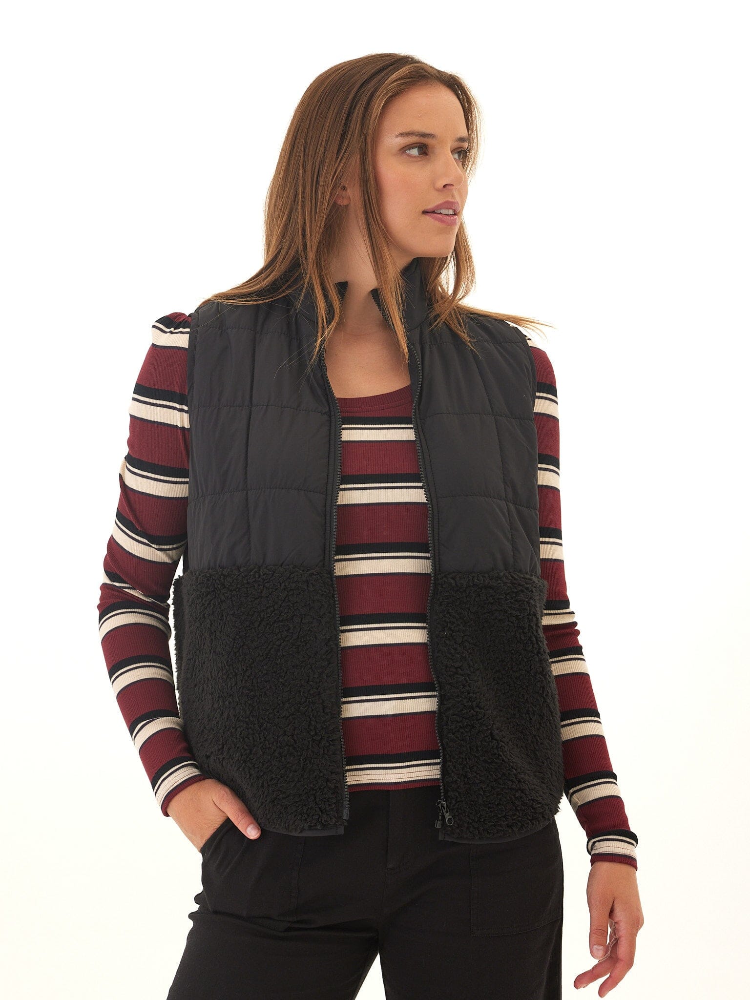 Janey Puffer Sherpa Mix Vest
