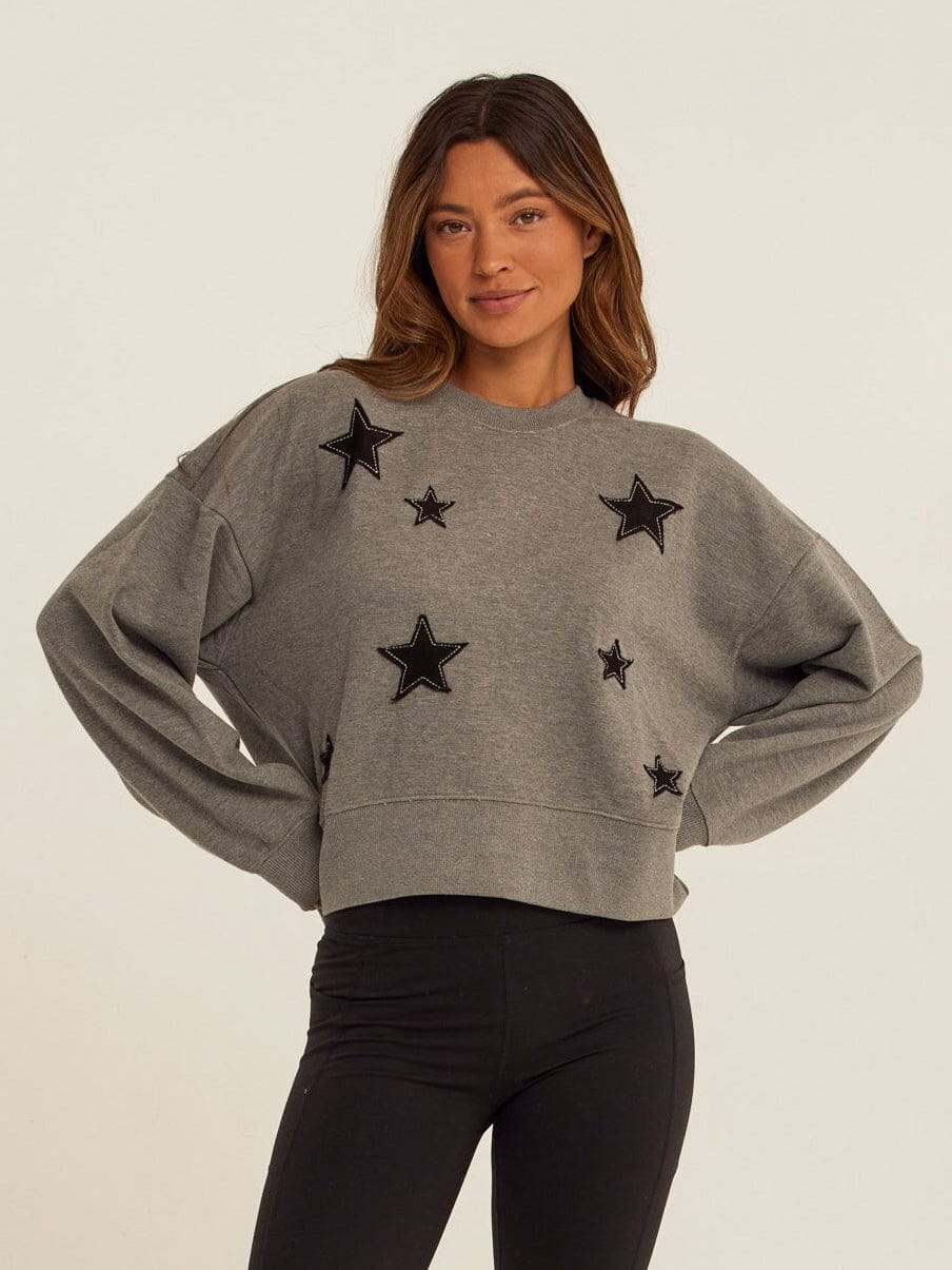 Naia Cotton Blend Terry Patchwork Pullover