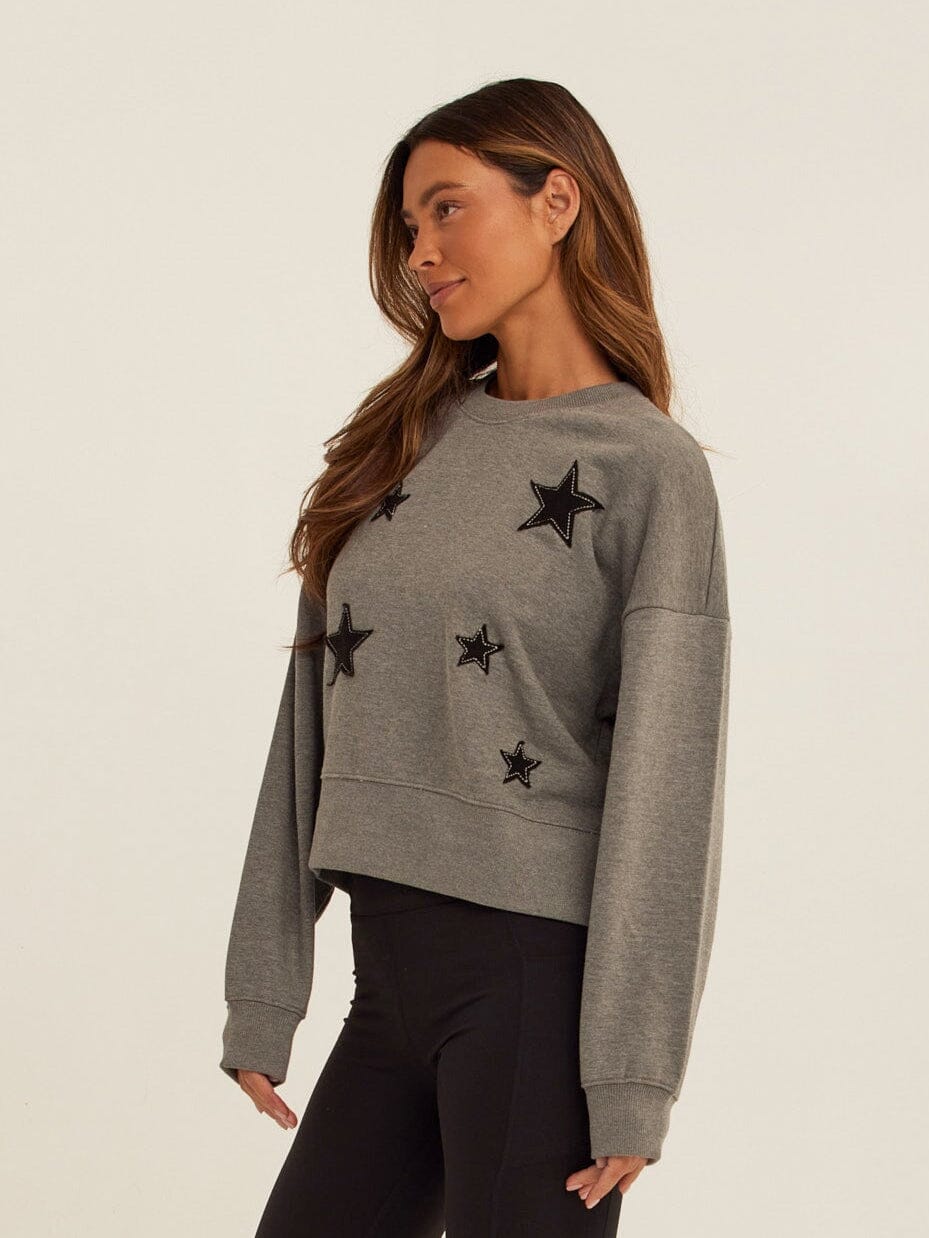 Naia Cotton Blend Terry Patchwork Pullover