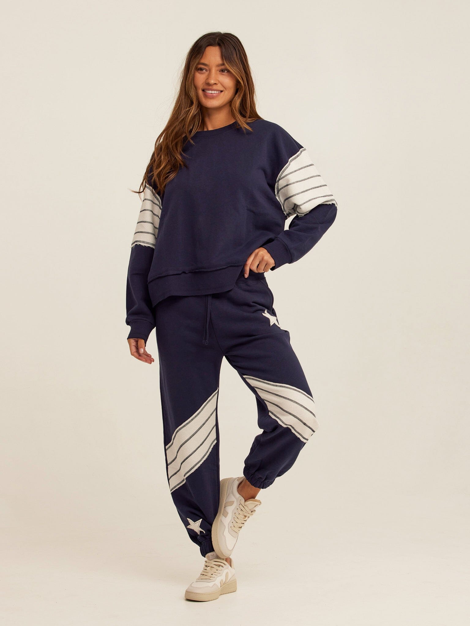 Eulalie Cotton Terry Patchwork Jogger