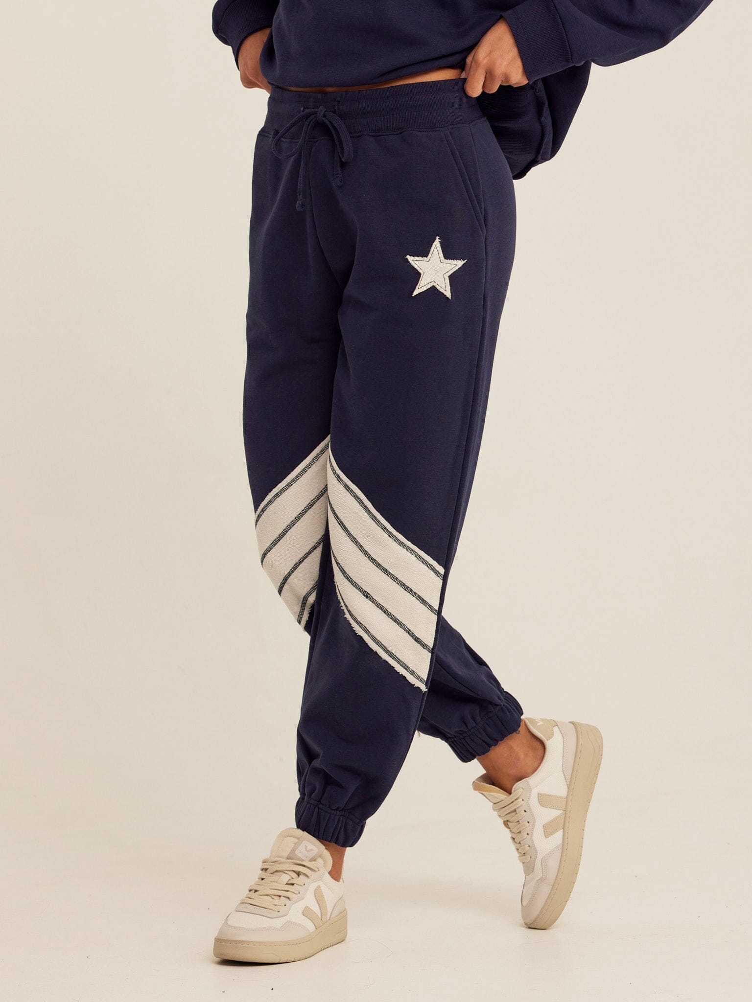 Eulalie Cotton Terry Patchwork Jogger