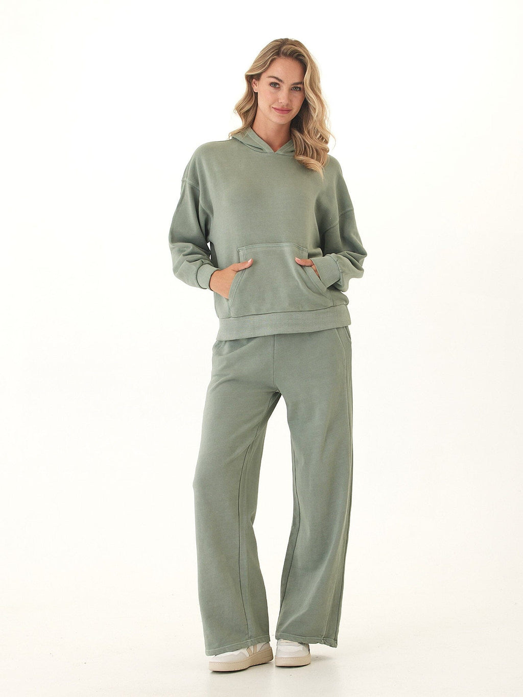 Esmeralda Mineral Wash Cotton Terry Wide Leg Pant