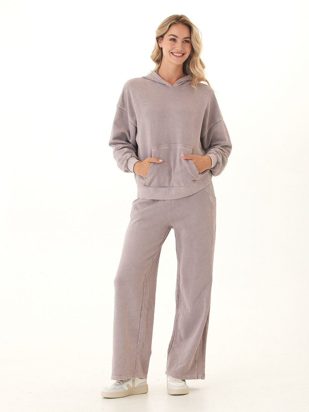 Esmeralda Mineral Wash Cotton Terry Wide Leg Pant