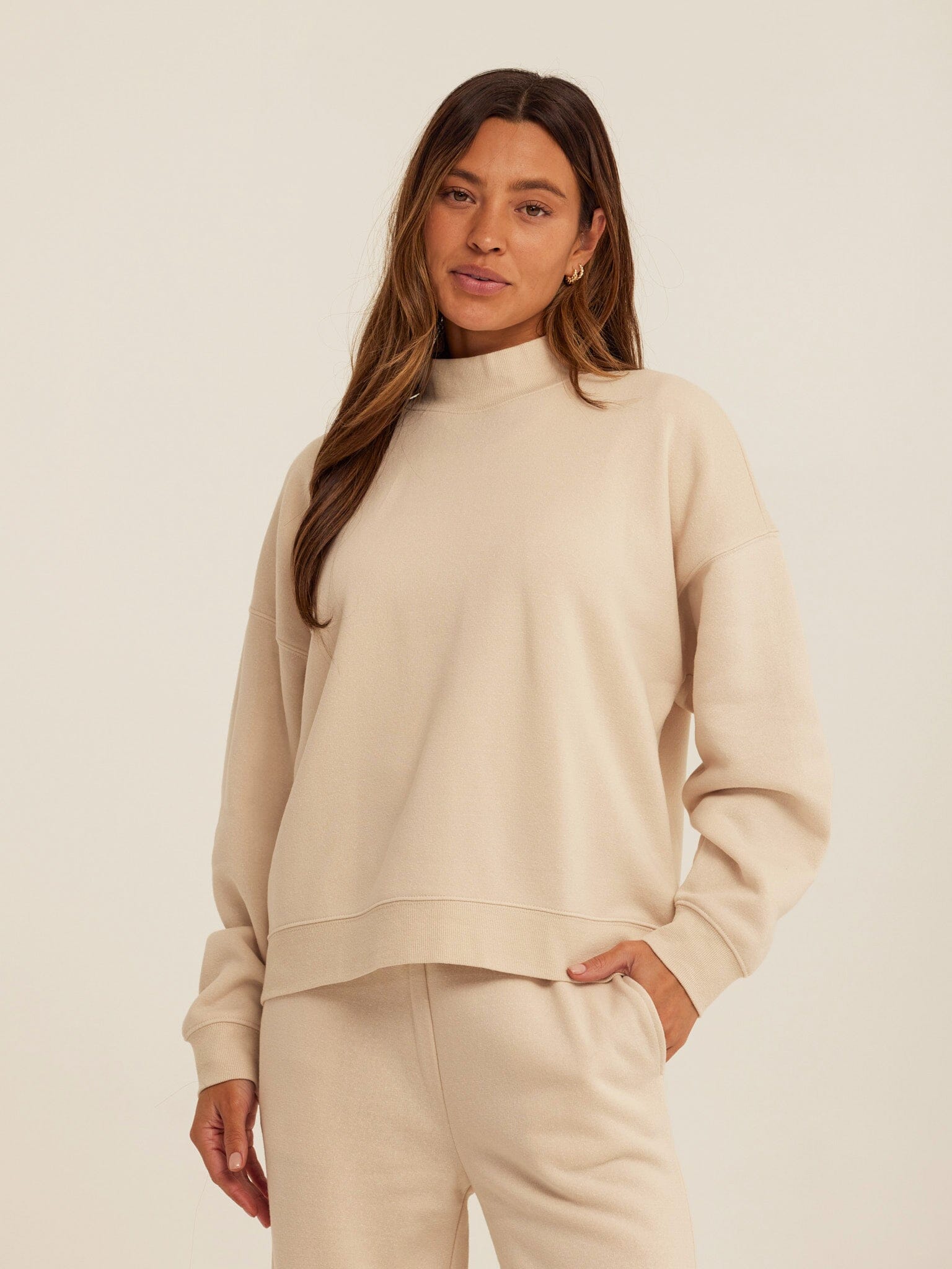 Karlie Triblend Fleece Mock Neck Pullover