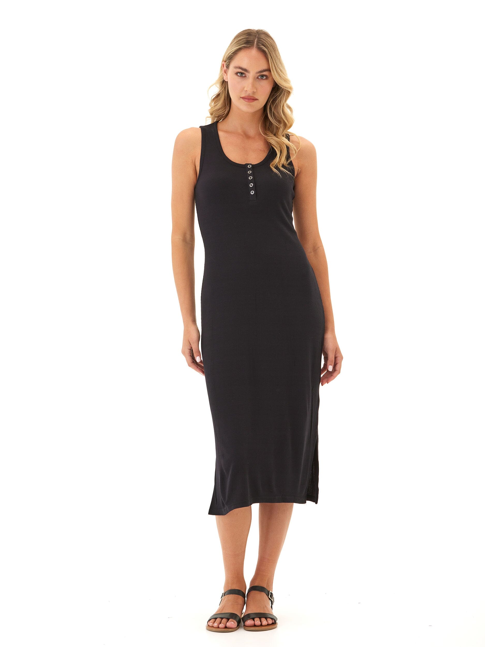 Lois Feather Rib Henley Tank Dress
