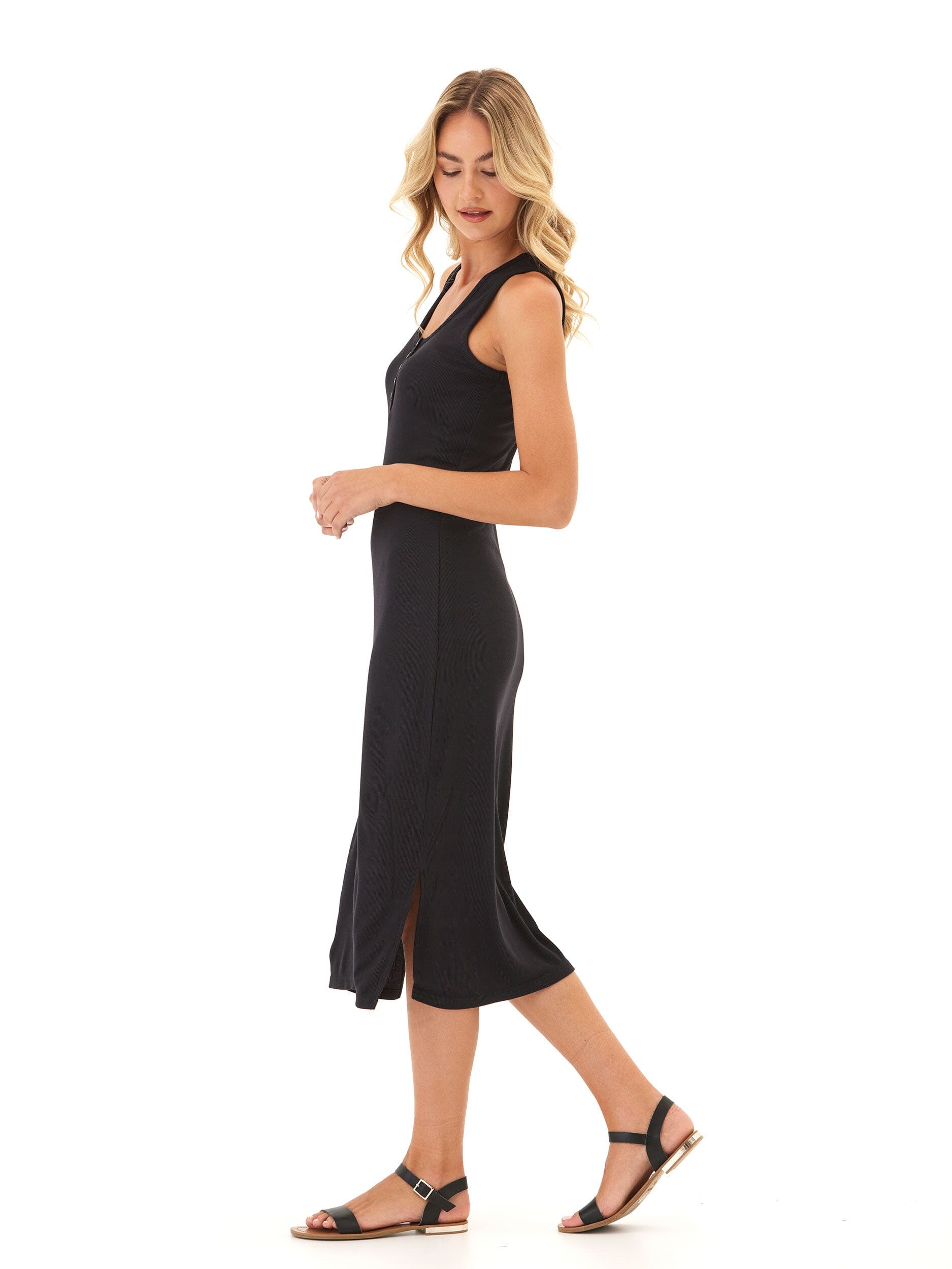 Lois Feather Rib Henley Tank Dress