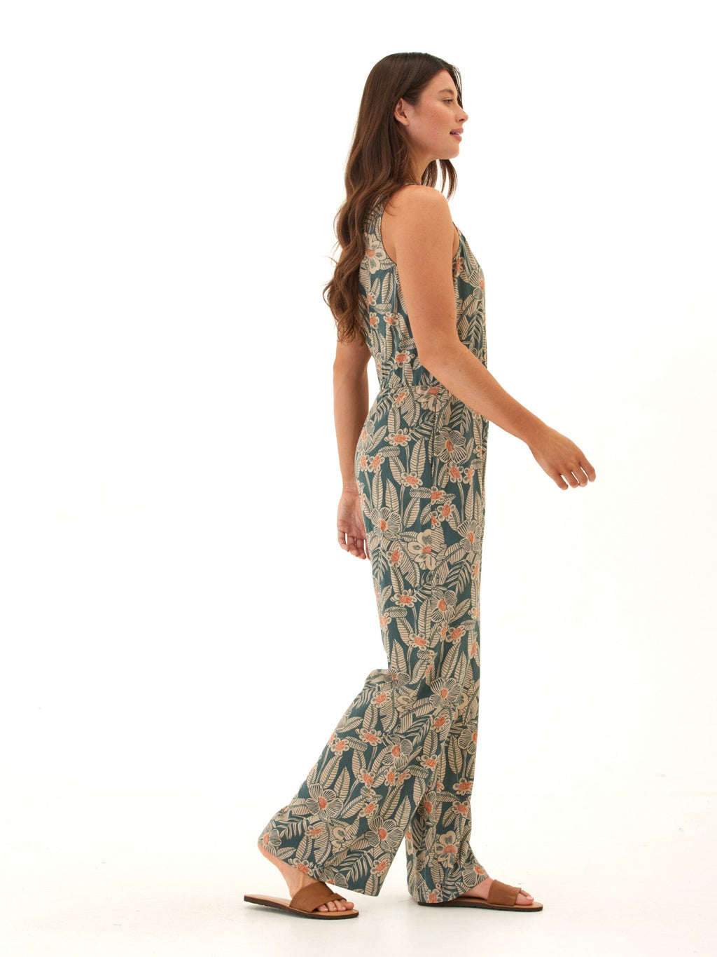 Colleen Island Flora Print Woven Jumpsuit