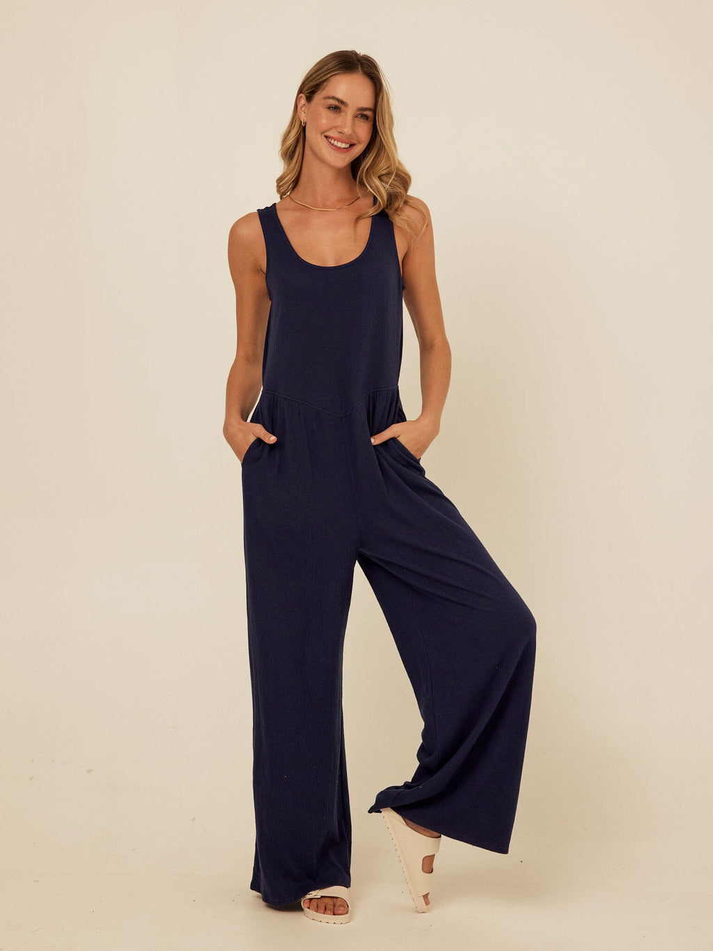 Eira Smocked Jersey Jumpsuit