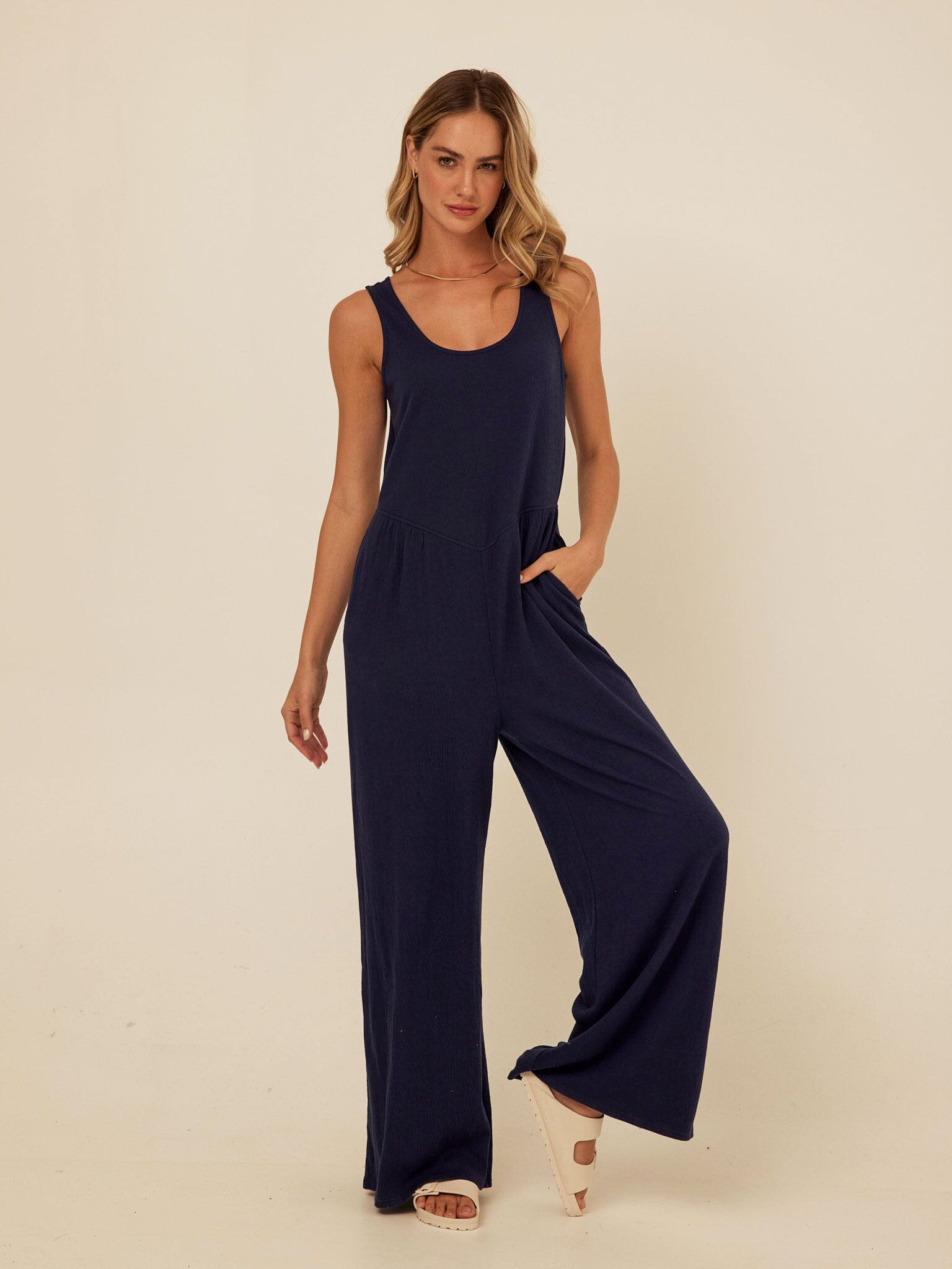 Eira Smocked Jersey Jumpsuit
