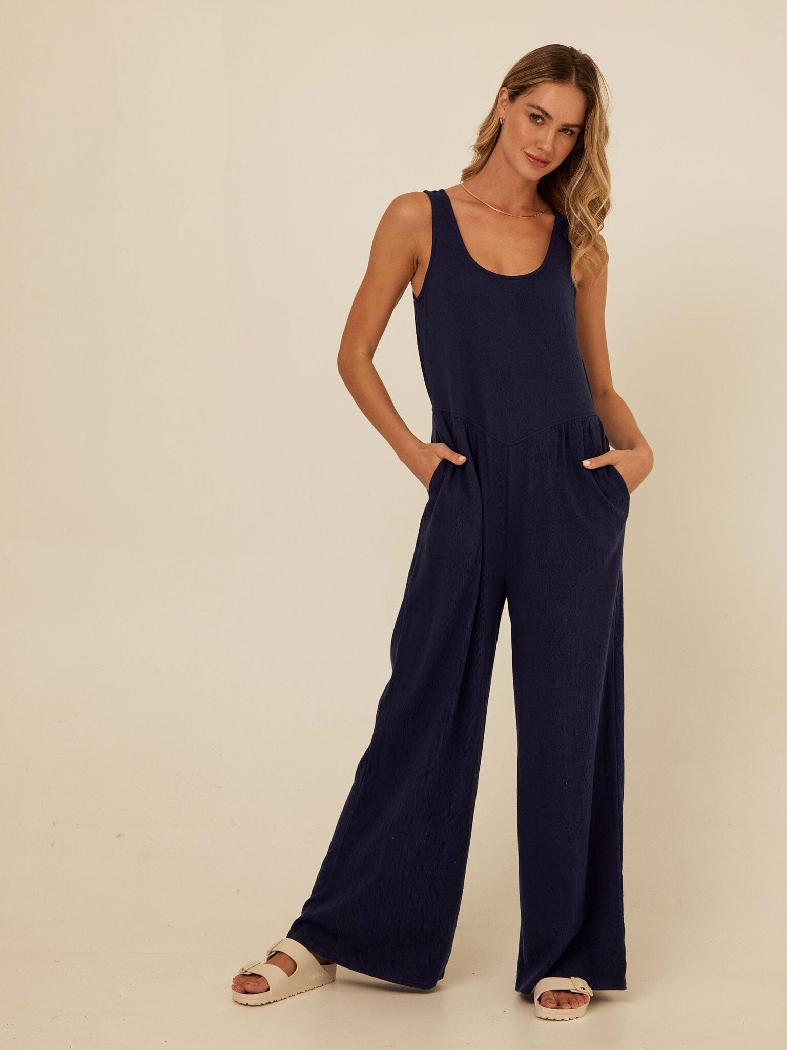 Eira Smocked Jersey Jumpsuit