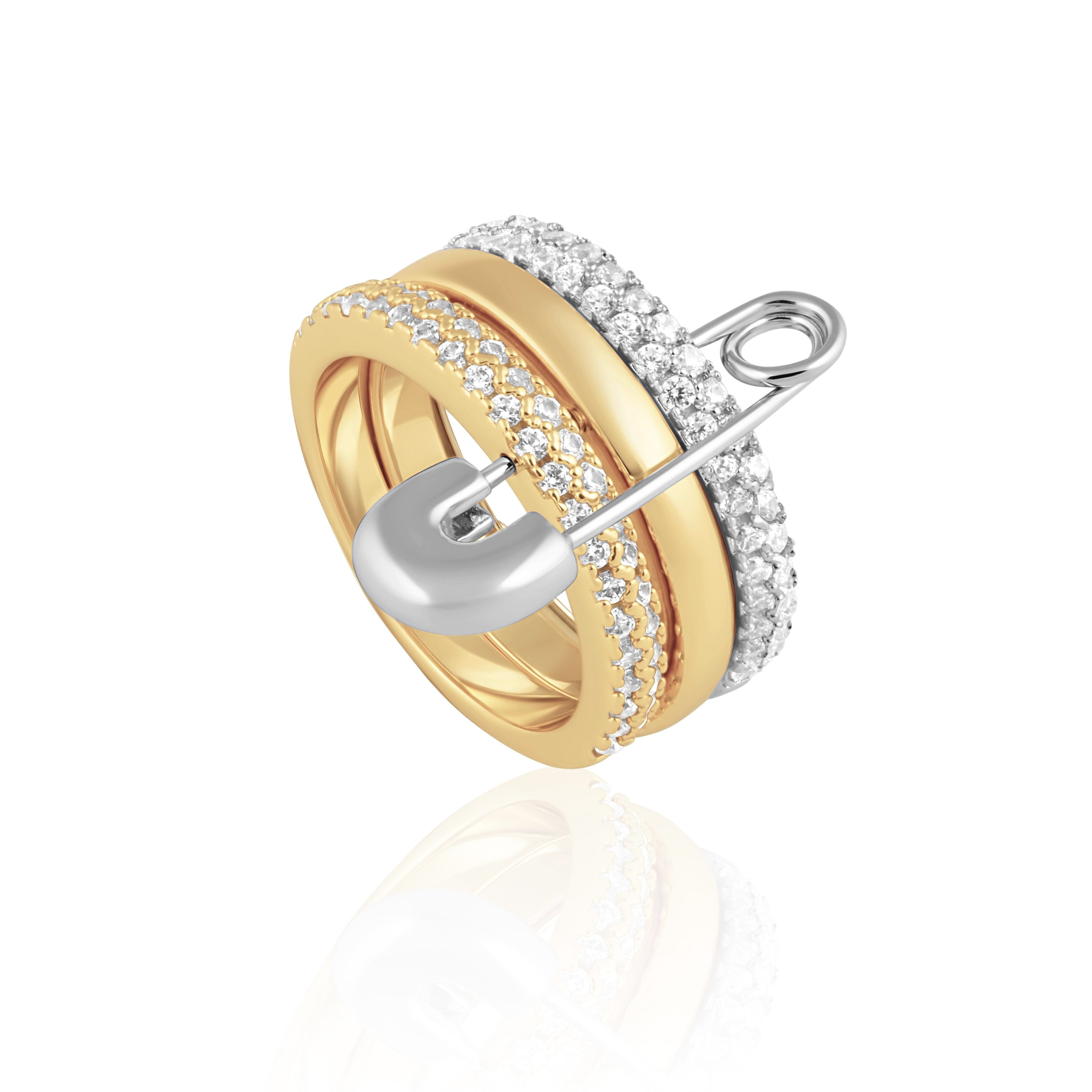 Eva Stacked Safety Pin Ring