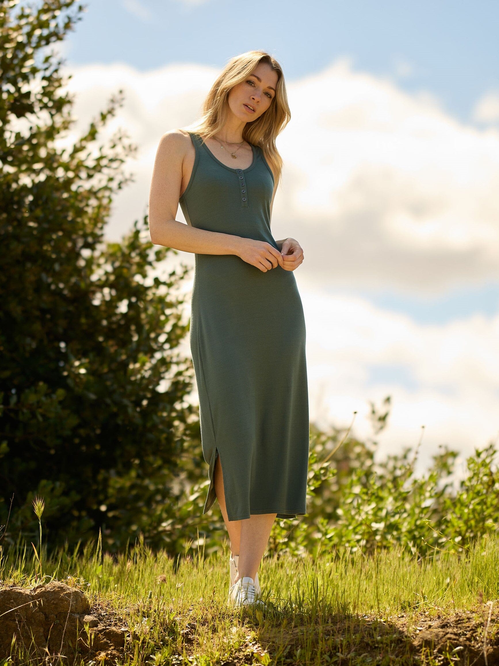 Lois Feather Rib Henley Tank Dress