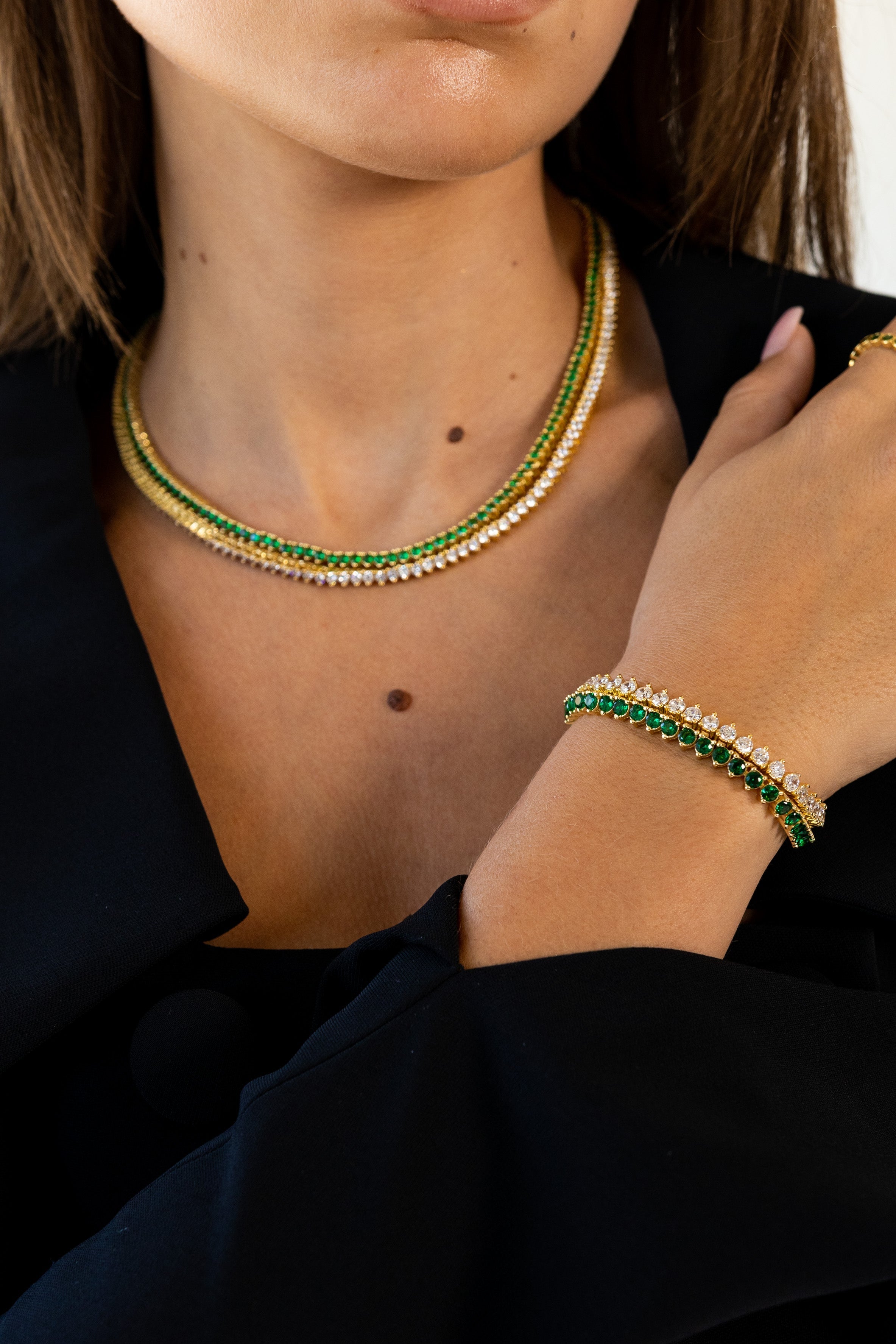 Melinda Tennis Necklace - Emerald