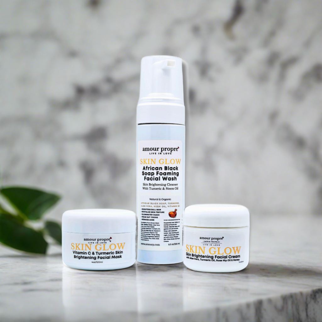 SKIN GLOW: Skin Brightening Facial Care Solution | Foaming Facial Wash, Skin Brightening Face Mask, Turmeric Face Cream