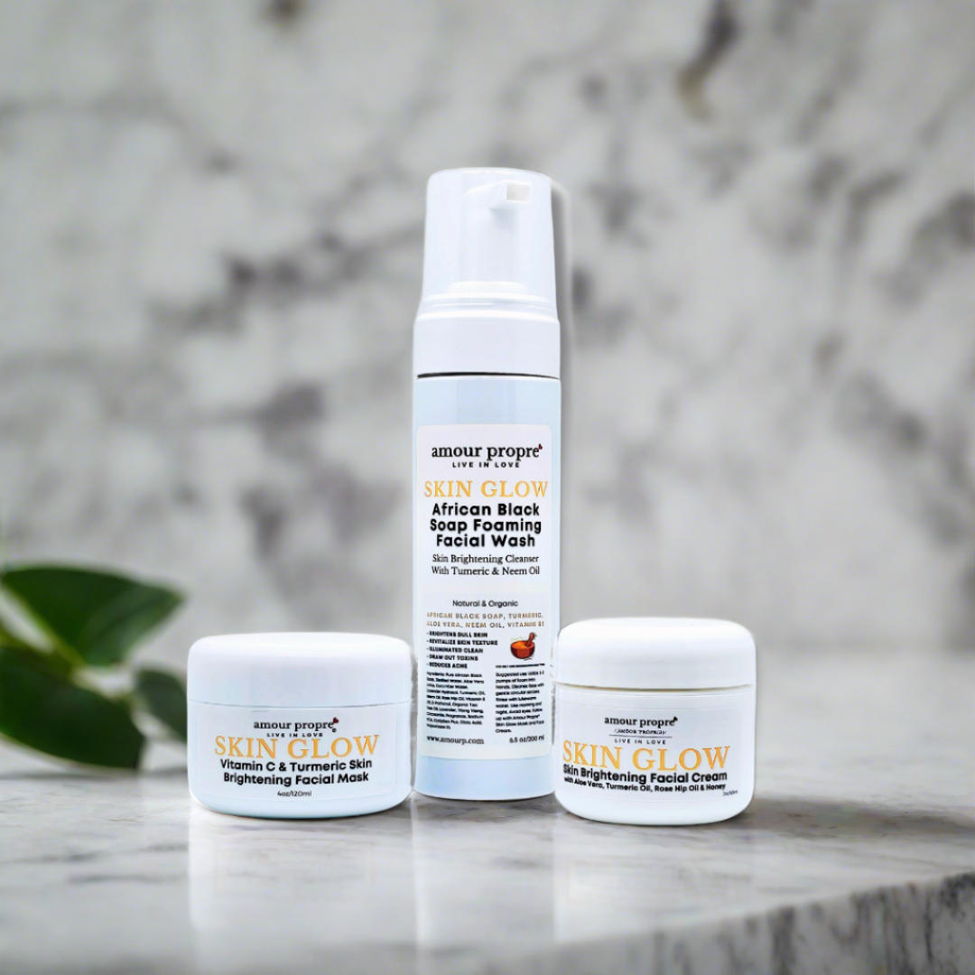 SKIN GLOW: Skin Brightening Facial Care Solution | Foaming Facial Wash, Skin Brightening Face Mask, Turmeric Face Cream