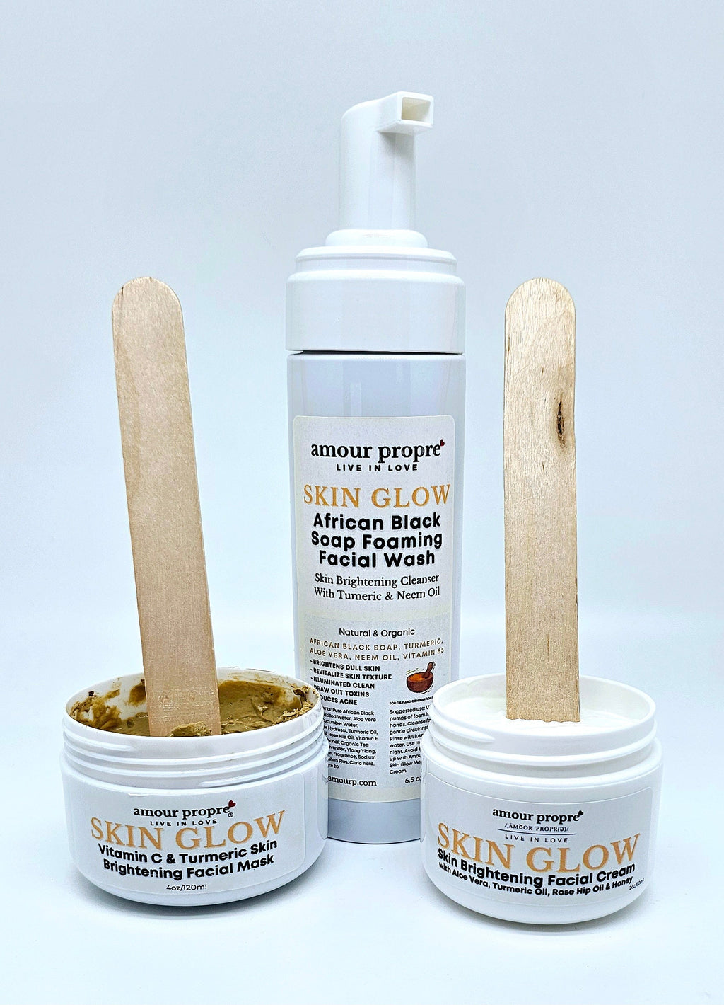 SKIN GLOW: Skin Brightening Facial Care Solution | Foaming Facial Wash, Skin Brightening Face Mask, Turmeric Face Cream